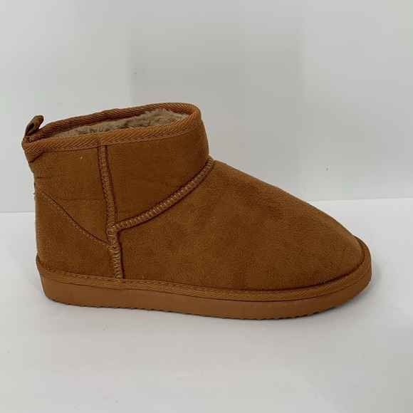 MIA Syndee faux fur lined ankle bootie boot shoe brown cozy warm fabric new 8 - Picture 1 of 6